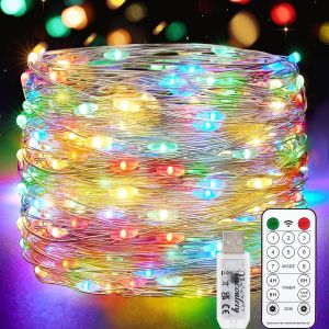TRAHOO-Guirlandes Lumineuses, 15M 150 LED Minuteur 8 modes Aliment&eacute; par USB Fairy Lights avec T&eacute;l&eacute;commande D&eacute;coration Int&eacute;rieur/Ext&eacute;rieur pour Chambre, F&ecirc;te, No&euml;l - Neuf