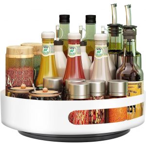 Sjzg-Plateau Tournant En Acier, Lazy Susan Rangement Epices Cuisine, Organisateur Plateau Tournant &Agrave; 360&deg; Pour Cuisine, Salle De Bain, Chambre, Facile &Agrave; Nettoyer, 22x22x5cm - Neuf