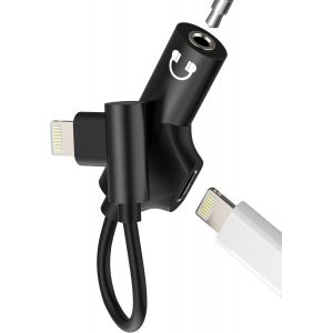 Thef-Adaptateur Lightning Vers Prise Jack 3,5 Mm (2 En 1) Pour Iphone 14 13 12 11 Pro Max 7 8 Câble De Charge Audio Pour Apple Mfi Certifié Aux Accessoire De Voiture Pour Ipad, Chargeur, Casque - Neuf