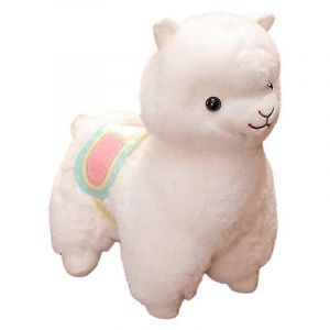 Peluche poupée alpaga debout animal mythique herbe boue cheval mascotte poupée pour enfants-Blanc - Neuf