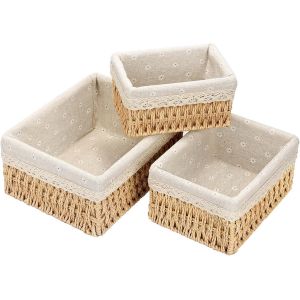 Eryi-Paniers Et Boîtes De Rangement Couffin Osier Deco Salle De Bain Table À Langer Organisateur Chambre D'enfant Boîtes Panier Petit Lot De 3 En Tissé Recyclable - Neuf