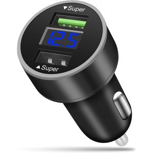 Chargeur De Voiture Usb, 2 Ports 66W Chargeur Allume Cigare Usb, Mini Prise Chargeur De Voiture Rapide Avec Led Voltm&egrave;tre, Compatible Avec Smartphones, Iphone, Ipad, Samsung, Android - Neuf