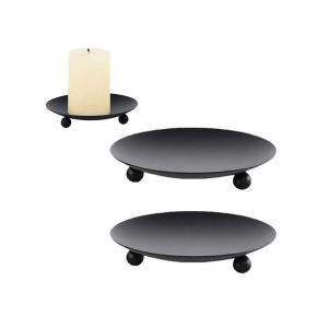 Lot de 2 bougeoirs ronds en fer de 11 cm pour bougies chauffe-plat et bougies piliers - Neuf