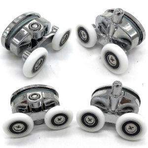 Lot De 4 Roulettes De Porte De Douche - Deux Roues - Ovale - En Forme De Papillon (23mm) - Neuf