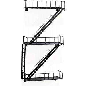 Fire Escape Étagère Murale En Métal Noir ¿ Étagère Suspendue Avec Échelle Pour Décoration De Salon Moderne ¿ Étagère Flottante Pour Décoration De Salle De Bain Chambre À Coucher - Neuf