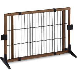 Yemaesre-Barrière De Sécurité Extensible, Sans Perçage, Avec Pieds, H X L Env. 71 X 107-172 Cm, Pour Chiens, Marron - Neuf