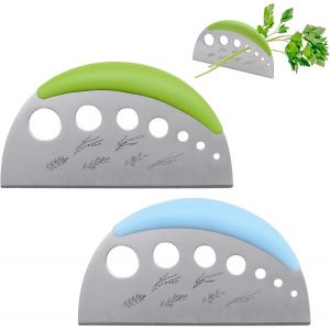 2 Pi&egrave;ces Coupe Herbes Fra&icirc;ches,&Eacute;plucheur Herbes &Agrave; 7 Trous Outil Aromates Cuisine En Acier Inoxydable,Outil De Cuisine Multifonction Pour Feuilles,&Eacute;pices Et L&eacute;gumes,Vert Et Bleu - Neuf