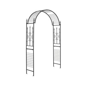 Arche De Jardin Moderne Pour Plantes Grimpantes 143 X 40 X 234 Cm Design &Eacute;l&eacute;gant Et Robuste En M&eacute;tal Noir Helloshop26 20_0010187 - Neuf