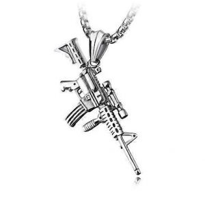 Pendentif Pistolet Explosif Transfrontalier Étoile Hip Hop Vintage Européen Et Américain Ancien Titane Acier Collier Tendance Hommes S Collier En Acier Inoxydable Ak - Neuf