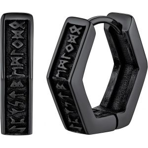 Tianyi-Viking Homme Boucle D'oreille Runes Nordiques En Acier Inoxydable/Argent 925, Créole Petit Anneau Celtique Piercing Pour Oreille Percée - Neuf