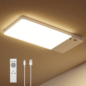 Subzonal-Plafonnier Rechargeable Avec D&eacute;tecteur De Mouvement, Lampe Led Plafond Interieur Sans Fil Pour Salle De Bain, Cave Ou Garage, Batterie 12,000 Mah,T&eacute;l&eacute;commande Incluse&iquest; - Neuf
