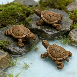 Mevronisshop-3 Pi&egrave;ces R&eacute;sine Statue De Tortue, Tortue R&eacute;sine Decoration Jardin, Simul&eacute; Tortue Decoration, Environ 7 Cm De Long, Pour Jardin, Micro-Paysage, D&eacute;coration De Balcon - Neuf