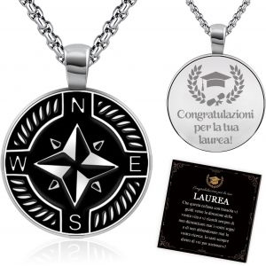 Trahoo-Cadeau Saint Valentin Pour Lui, Argent Collier Homme Acier Avec Ancre Boussole, Cadeau Homme Saint Valentin Anniversaire Pour Lui Mari Petit Ami - Neuf