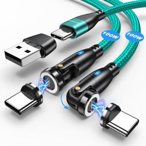 Chargeur Magn&eacute;tique Usb C,100W Cable Magnetique Charge Rapide[2Pcs, 1.8M/1M],C&acirc;ble De Donn&eacute;es Magn&eacute;tique Usb C/A Vers Type C,5A C&acirc;ble Aimant&eacute; Pour Galaxy S23/Tablet/Laptop/Mabook ([CAB9165252] - Neuf