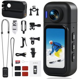 Subzonal-Cam&eacute;ra D'action 360&deg; Avec &Eacute;cran Tactile, Batterie 8h, &Eacute;tanche 30m, Grand Angle 120&deg;, Wi-Fi + Carte 64 Go. Id&eacute;ale Pour V&eacute;lo, Voyages, Animaux Et Sports (10+ Accessoires Inclus) - Neuf