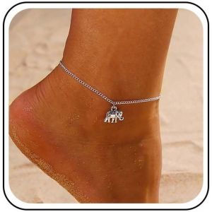 Bracelet De Cheville Boho Éléphant En Argent Bracelet De Cheville Minimaliste Été Plage Chaîne De Pied Bijoux Pour Femmes - Neuf