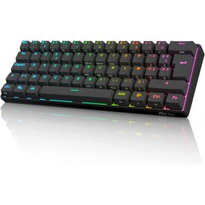 RK61 Clavier Blanc sans Fil, AZERTY Français 60% Clavier Gamer Mécanique RGB Rétroéclairé par Touche Personnalisable, Touches à Double Injection (Switch Bleu échangeable à Chaud) - Neuf