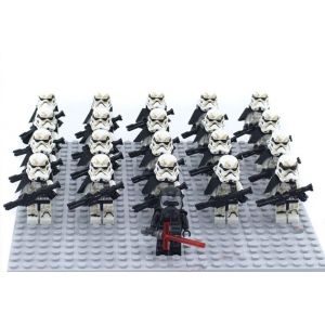 21pièces star wars mini figurine action garde blocs de construction jouet - costume de soldat robot - combat figure assemblée - jouets amusants - thème style pendules-Aucune plaque de base fournie - Neuf