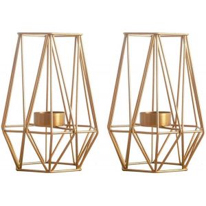 2 Pièces de Bougeoirs de Bougie Chauffe-Plat Géométriques,Ornements de Chandeliers de Table en Or (2 x Grand) - Neuf