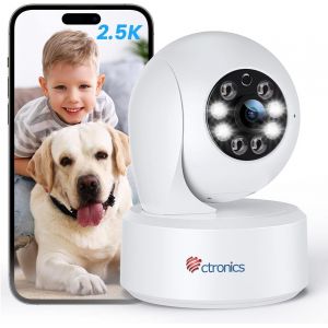 2.5k 4mp Indoor Wifi Surveillance Camera,2.4/5ghz Ptz Bluetooth Camera With Night Vision Colour,Ptz 355&deg;/120&deg;,Human/Motion Detection & Auto Tracking For Baby/Animals (White) - Neuf
