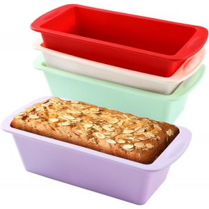 Tianyi-4 Pi&egrave;ces Moule &Agrave; Cake Silicone, Mini Moule &Agrave; Pain En Silicone, Moule Pain De Mie, Moules &Agrave; G&acirc;teaux Rectangulaires, Moule &Agrave; Pain Antiadh&eacute;sif &Agrave; D&eacute;moulage Rapide Pour Four, Friteuse Sans Huile - Neuf