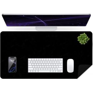 JGD-Sous-main de bureau en cuir vieilli, imperm&eacute;able, facile &agrave; nettoyer, tapis de souris et de clavier, tapis d'&eacute;criture (noir, 90 x 43 cm) - Neuf