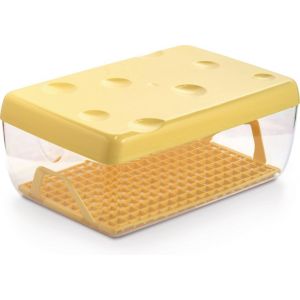 KALANKA-Boîte à Fromage, 3 LT, Conteneur Transparent et Couvercle Jaune, Grille Détachable, Dimensions 26 x 17 x 10, Made in Italy - Neuf