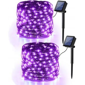 Guirlande Lumineuse Solaire, 50M 500 LED Exterieur Guirlande Lumineuse Solaire 8 Modes Etanche Sapin de Noël Intérieur Lumière pour Jardin Terrasse Fête Mariage Cour Décoration, Blanc Froid - Neuf