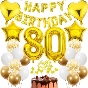 Décoration 80E Anniversaire, Décoration Gâteau Doré Anniversaire 80 Ans Homme, Décoration Fête Doré, 80E Anniversaire Homme Femme, Décoration Gâteau 80E Anniversaire Homme Femme, Décoration Anniversa - Neuf