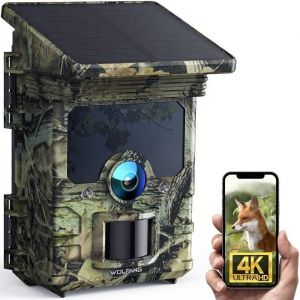 WOLFANG Caméra Chasse Solaire WiFi 4K/68MP, Détection Rapide, Vision Nocturne, IP66, Batterie Longue Durée. - Neuf