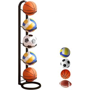 Acdsgd-5 Niveaux Support Ballon Foot, Verticale Support Ballon Basket, Porte Ballon Basket Amovible, Organiseur De Basket-Ball, Support De Rangement Pour Ballon Rangement Mat&eacute;riel, Noir - Neuf