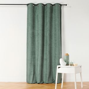 Rideau &Agrave; Oeillets Isolant Et D&eacute;perlant Effet Velours - Neuf