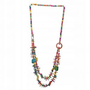 Collier De Perles En Bois, Collier Double En Coquille De Noix De Coco - Neuf