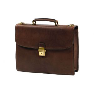 Cartable Arizona Gérard Henon Cuir de Vachette gras pleine fleur 1 soufflet GH 5225 - Marron - Neuf