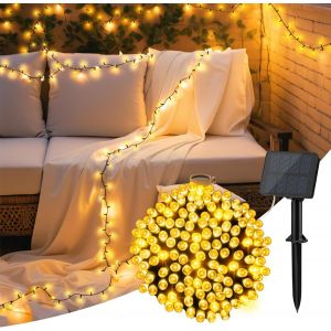 Guirlande lumineuse solaire d'extérieur 7 m 50 LED Fil de cuivre 8 modes Minuterie IP65 Résistante aux intempéries Pour cour, sapin de Noël, jardin, chambre à coucher, balcon - Neuf
