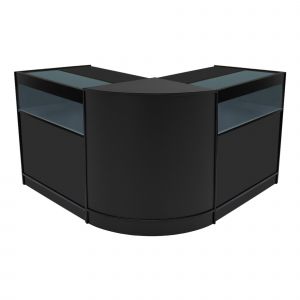 Comptoirs De Vente En Mdf Noir À Led Blancs Ensemble Iris Cm60 B900 3 Unités De Rangement Étagères Internes Portes Coulissantes Verouillables Réception Bureau Vêtements Bijoux [Clés Inclus] - Neuf