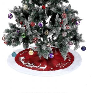 Jupe De Sapin Rouge Ronde Et Mignonne, Id&eacute;ale Pour Les Familles Et Les Propri&eacute;taires D'animaux De Compagnie. D&eacute;coration De No&euml;l Classique (1 Pi&egrave;ce). - Neuf