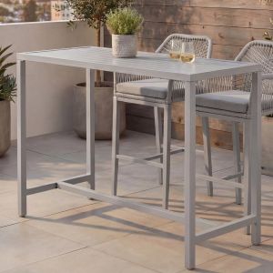 Table Haute Hwc-P91, Table De Jardin, Table De Bar, M&eacute;tal D'ext&eacute;rieur 105x130x65cmGris Clair - Neuf