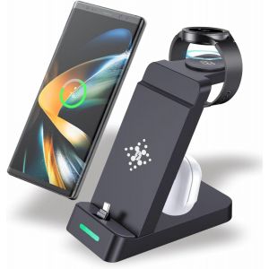 JGD-Station de charge 3 en 1 pour plusieurs appareils Samsung, station de charge rapide sans fil pour Android Sumsung Galaxy Z Flip 4/3 Z Fold S23 S22 S20 Ultra Galaxy Watch 5/4/3 Galaxy Buds - Neuf