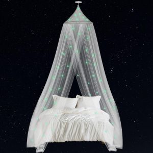 Kal-Moustiquaire De Lit, Ciel De Lit Pour Bébé, Moustiquaire Filet Baldaquin, Auvent De Lit Lumineuse, Moustiquaire Avec Étoiles, Ciel De Lit Avec Étoiles Pour Enfant Aux Moustiques D'été - Neuf