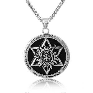 Européen Et Américain Rétro Hexagramme Collier Homme S Soleil Pendentif Style De Puissance Personnalisé Tendance Street Style Marée Ornement Petite Écharpe - Neuf