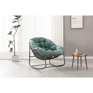 Fauteuil &Agrave; Bascule D'ext&eacute;rieur Avec Coussin &Eacute;pais, Fauteuil De Loisirs Moderne Adapt&eacute; Aux Balcons, V&eacute;randas Et Jardins, Vert Clair - Neuf