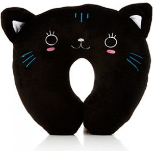 Kalanka-Coussin De Voyage Pour Enfant - Coussin De Nuque - Coussin De Menton Et De Nuque - Coussin En Forme De U - En Peluche Pour Avion (Black Cat) Taille Unique - Neuf