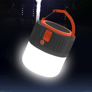 Noir Rechargeable Lampe À Énergie Solaire, Usb Led Lampe De Camping Léger, Portable Tente De La Lampe, Éclairage D'urgence, Banque De Puissance, 5 Modes De Projecteurs Pour La Pêche - Neuf