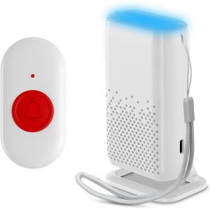 MDY-Bracelet Alarme Personne Agee, Sonnette Personne Agée sans Fil Rechargeable par USB, Alarme pour Personnes âgées avec 58 sonneries, Sonnette pour Malade avec Vibration, lumière et Sonnerie - Neuf