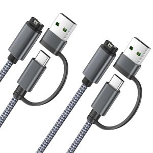 Cable De Charge Pour Montre Garmin 1,2m Lot De 2,C&acirc;ble En Nylon Pour Garmin Fenix 8 E 7 Sapphire Solar,Venu X1 3 3s 2s Sq 2,Vivomove Sport,Tactix 7,Approach S70 S62 S60 S42 S40 G12 &iquest; Gris - Neuf