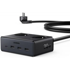 6 en 1 Multiprise Parafoudre et Surtension 3680W 2 Prise AC 4 USB Bloc Electrique USB C 20W avec Interrupteur Compatible avec iPhone 16 15 14 13 Galaxy S25 S24 S23 iPad MacBook Long Câble 1.5M - Neuf