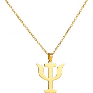 Kal-Collier Avec Pendentif Symbole Psi Pour Femme, Alphabet Grec, Psychologie, Psychiatrie, Symbole Psi Pour Étudiants Diplômés En Psychologie - Neuf