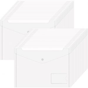 Chenquansarl-Pcs Classeur Pochette Transparente,Classeur Pochette Plastique A4,Classeur Avec Pochette Transparente Pour Bureau, École,Pochette À Bouton Pression 32.5 X 23.5cm - Neuf