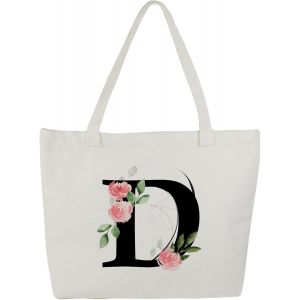 Sjzg-Tote Bag Personnalisé, 100% Toile De Coton, Sac Tissus Avec Prénom, Imprimé De A À Z, Doublé, Cadeau Personnalisé Maitresse - Neuf